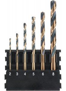 DT70828-QZ 6 stuks houder + Black & Gold ronde schacht metaalboren 2mm, 3mm, 4mm, 5mm, 6mm, 8mm
