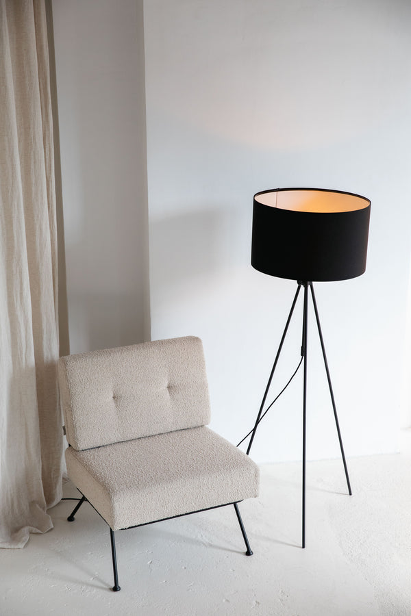 Lesley vloerlamp/ staande driepoot lamp zwart