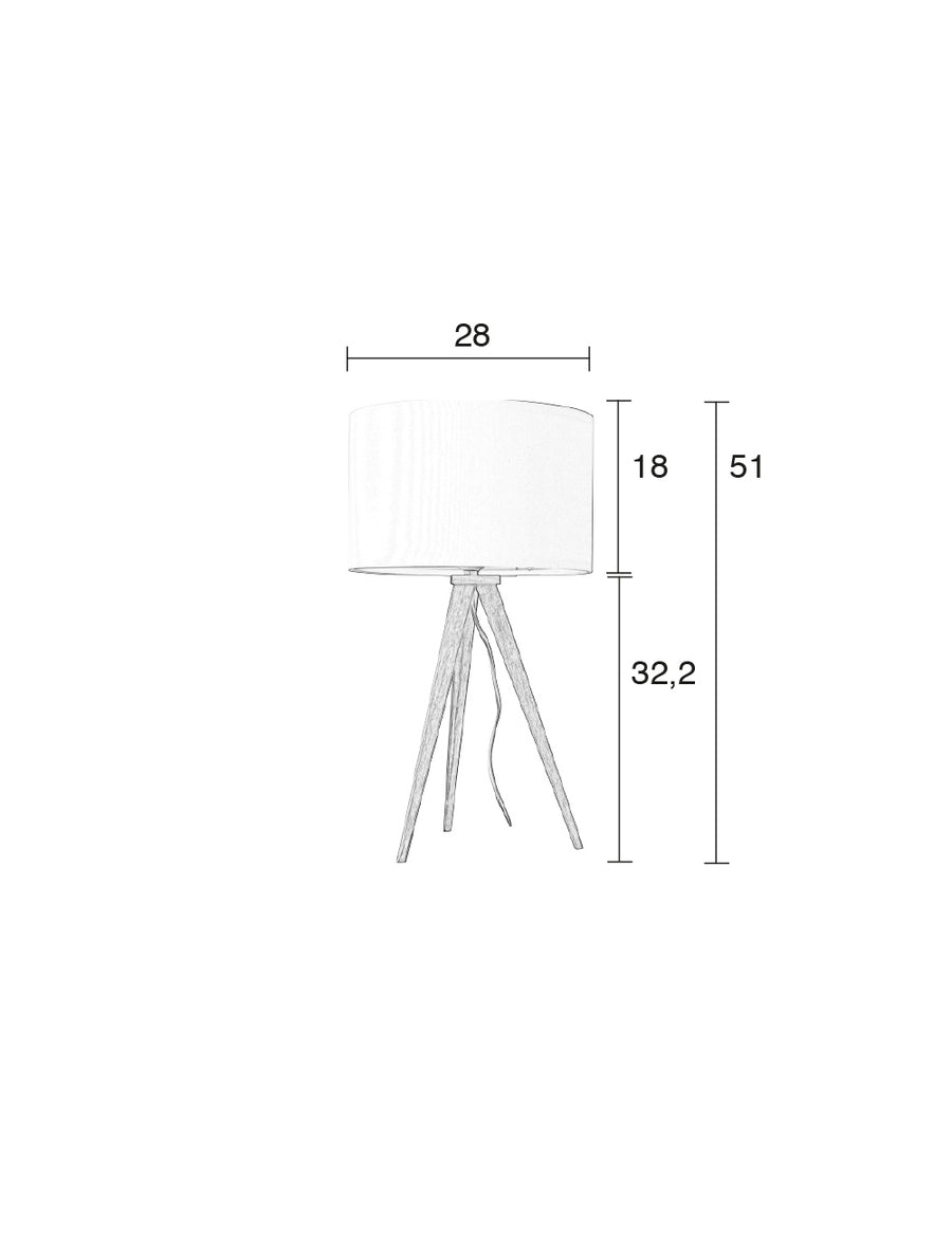 Tafellamp Tripod Hout Wit (set van 4)