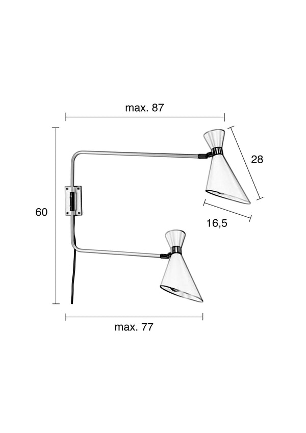 Wandlamp Double Shady Wit