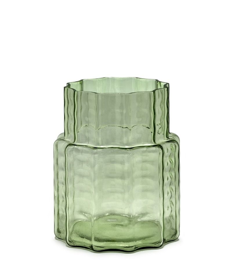 Vase n?4 green transparent waves