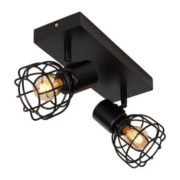 Lucide filox - plafondspot - 2xe27 - zwart