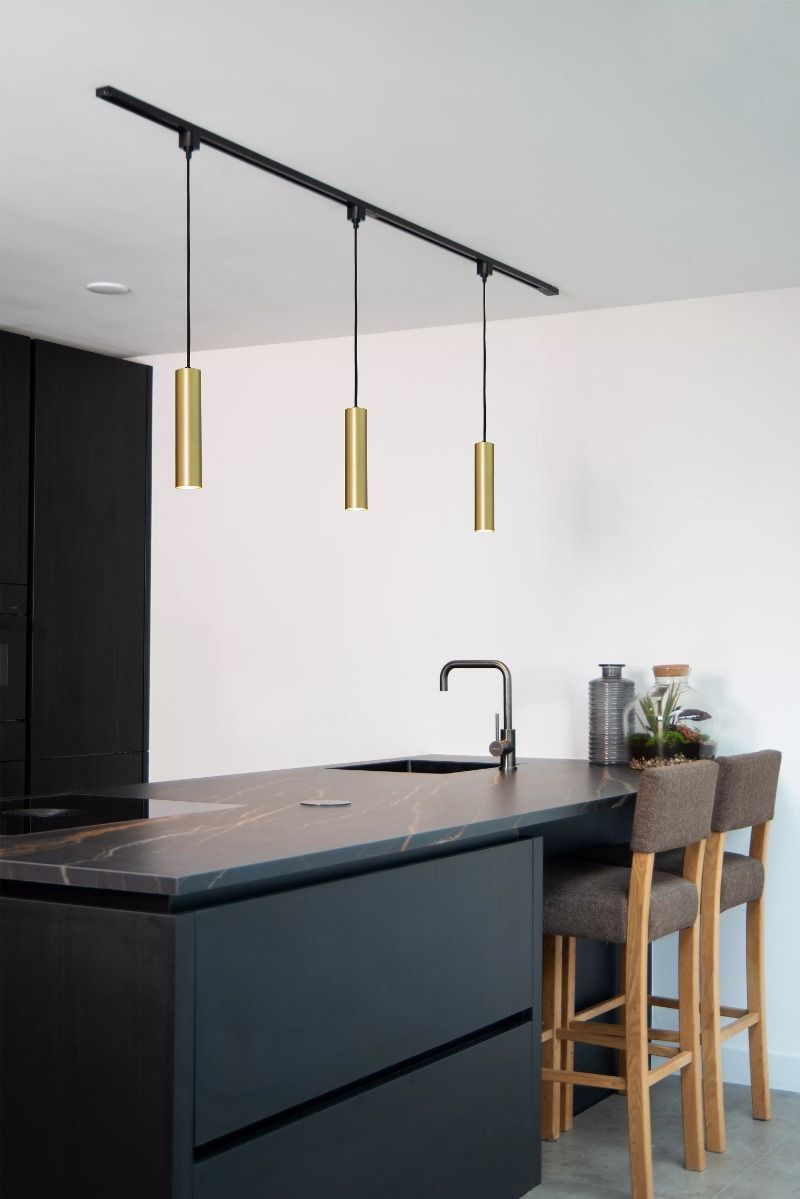 Lucide track floris pendel - railverlichting - 1xgu10 - mat goud  messing