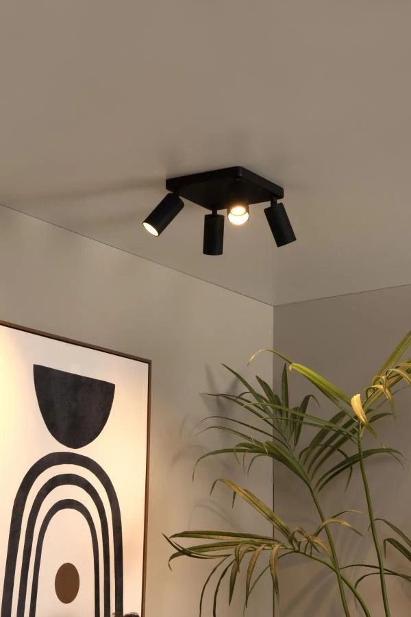 Lucide clubs - plafondspot - 4xgu10 - zwart