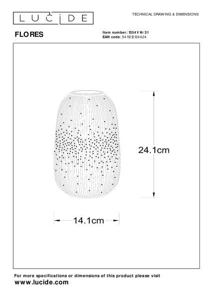 Lucide flores - tafellamp - o14,1 cm - 1xe14 - wit