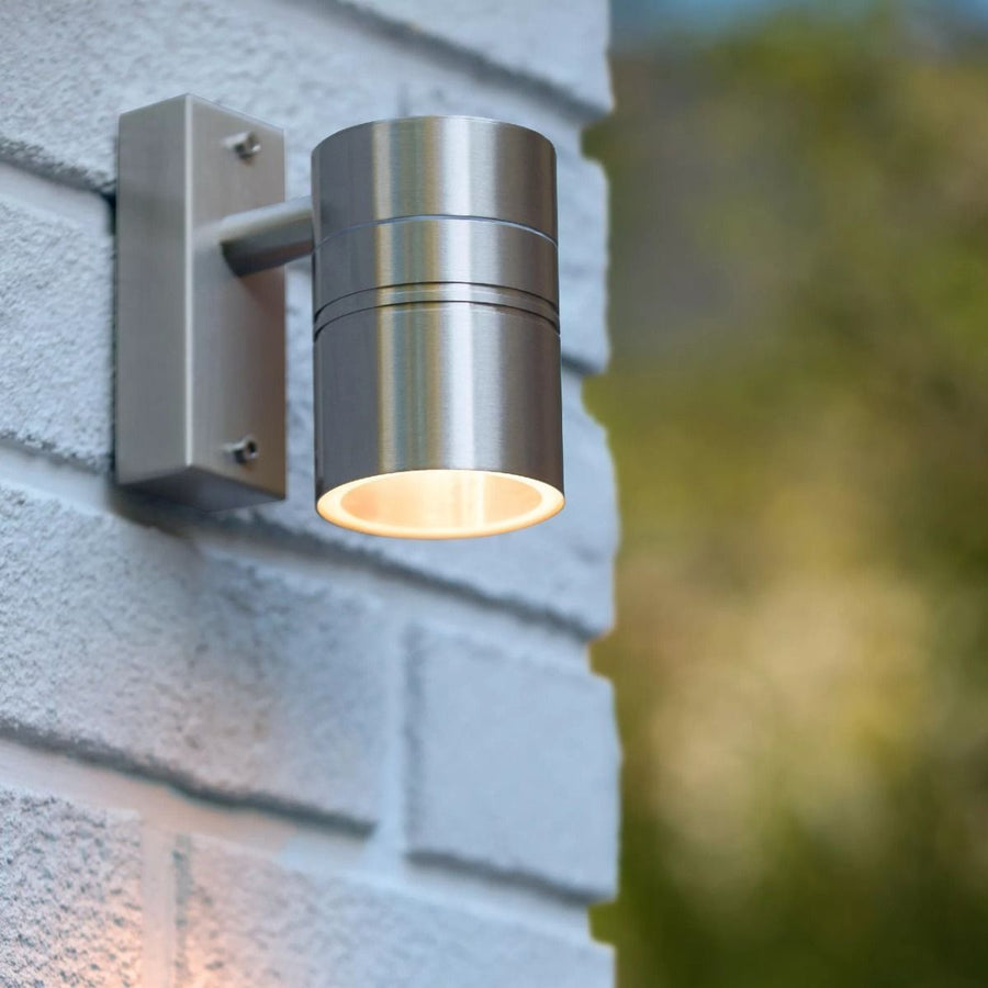 LED Wandspot Buiten Ø 6,3 cm LED GU10 1x5W 2700K IP44 Mat chroom