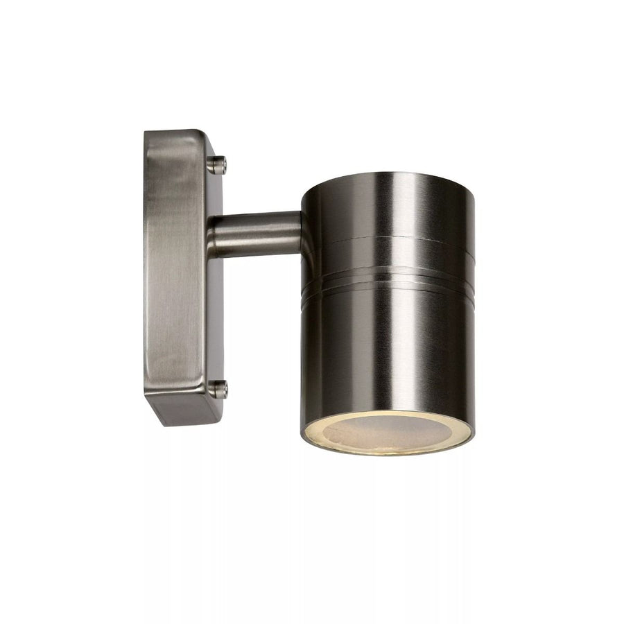 LED Wandspot Buiten Ø 6,3 cm LED GU10 1x5W 2700K IP44 Mat chroom