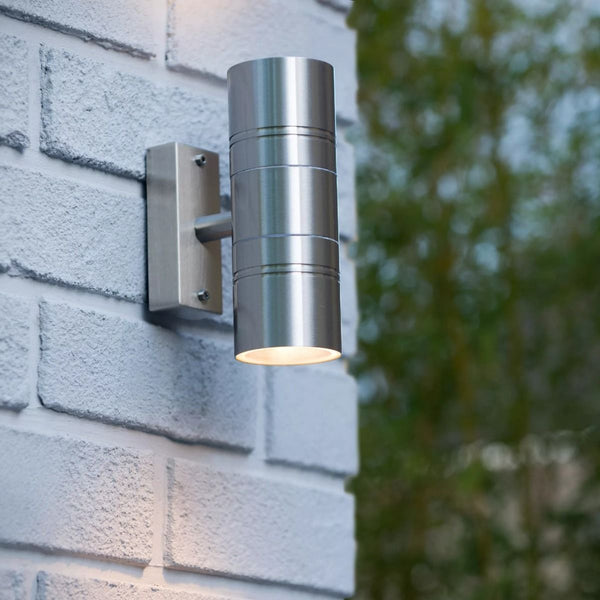 LED Wandlamp Buiten Ø 6,3 cm LED GU10 2x5W 2700K IP44 Mat chroom