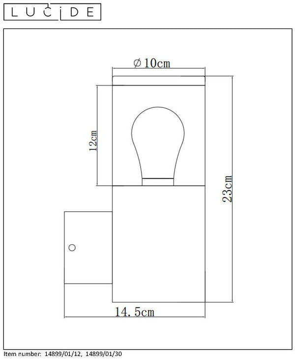 Wandlamp Buiten 1xE27 IP44 Zwart