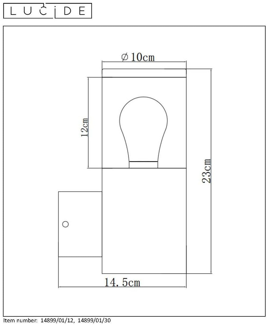 Wandlamp Buiten 1xE27 IP44 Zwart
