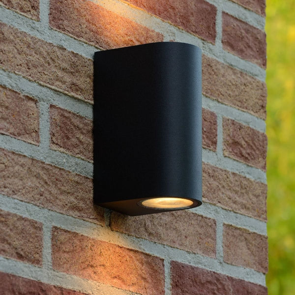 LED Wandspot Buiten LED Dimb. GU10 2x5W 3000K IP44 Zwart