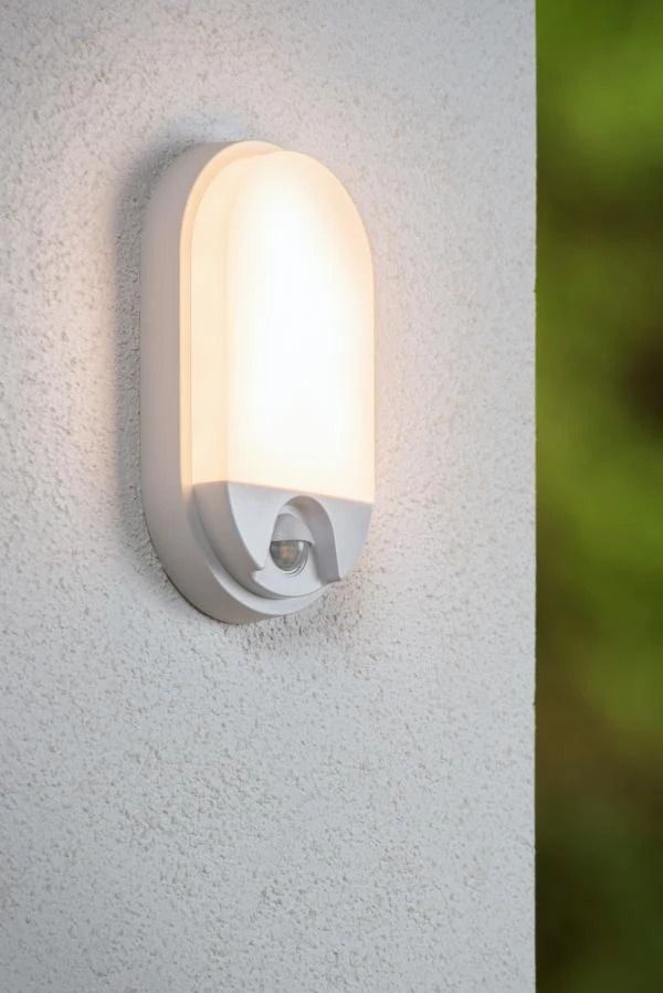 Lucide HUPS IR - Wandlamp Binnen/Buiten - LED - 1x10W 3000K - IP54 - Beweging & dag/nacht sensor - Wit