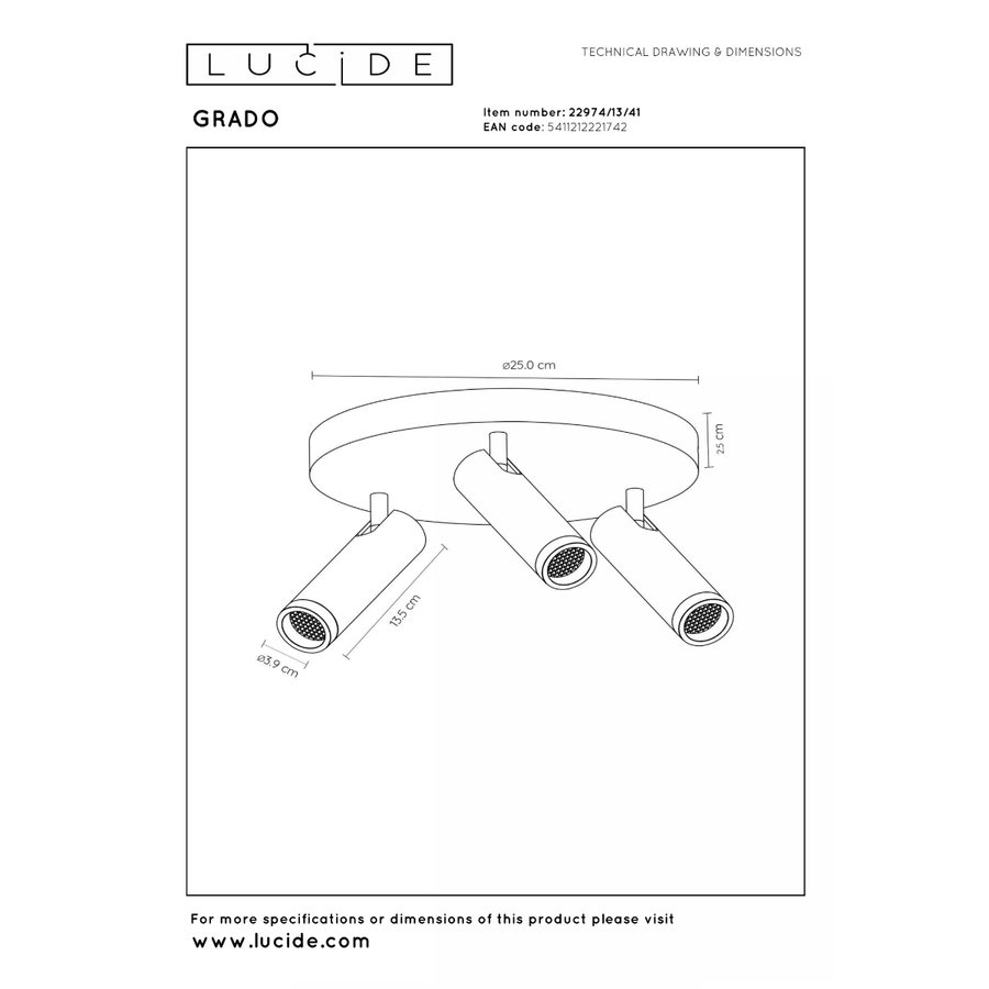 GRADO Plafondspot-Taupe-Ø25-3xGU10 (MR11)-12W