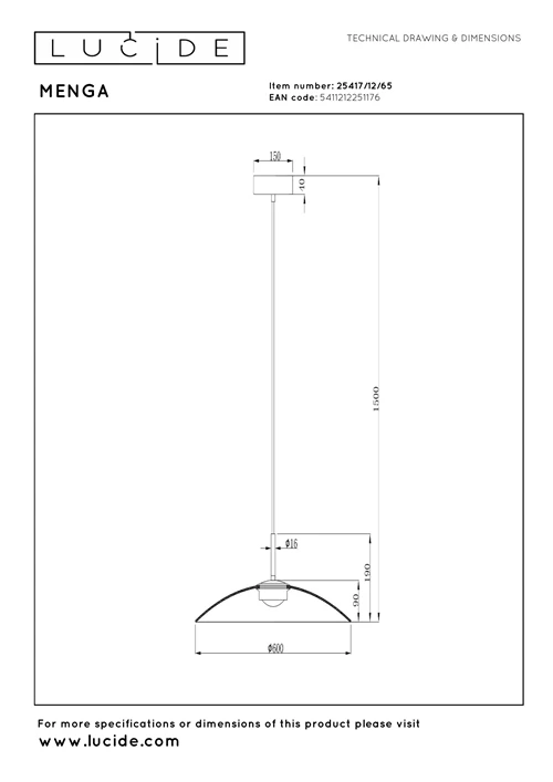 Hanglamp Menga fumé