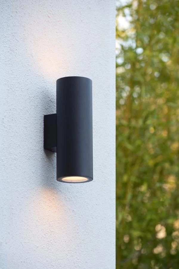 Lucide volantis - wandspot buiten - 2xe27 - ip54 - zwart
