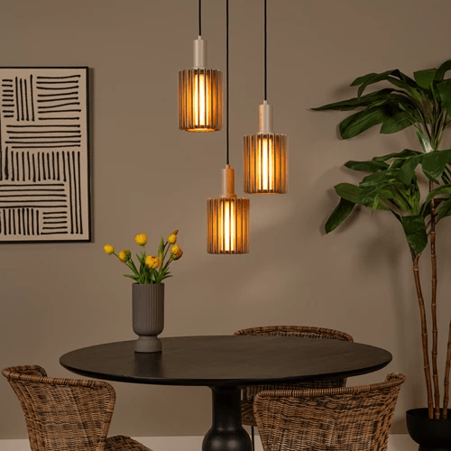 LAMBRES Hanglamp-Taupe-3xE27-40W-Alumin.