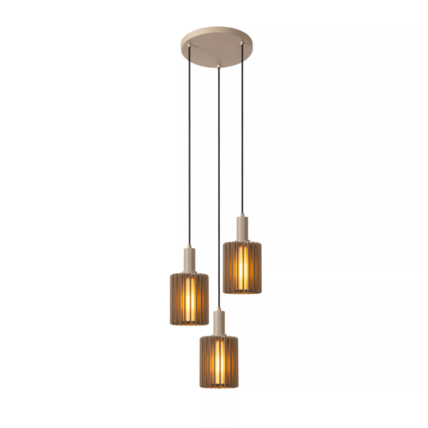 LAMBRES Hanglamp-Taupe-3xE27-40W-Alumin.