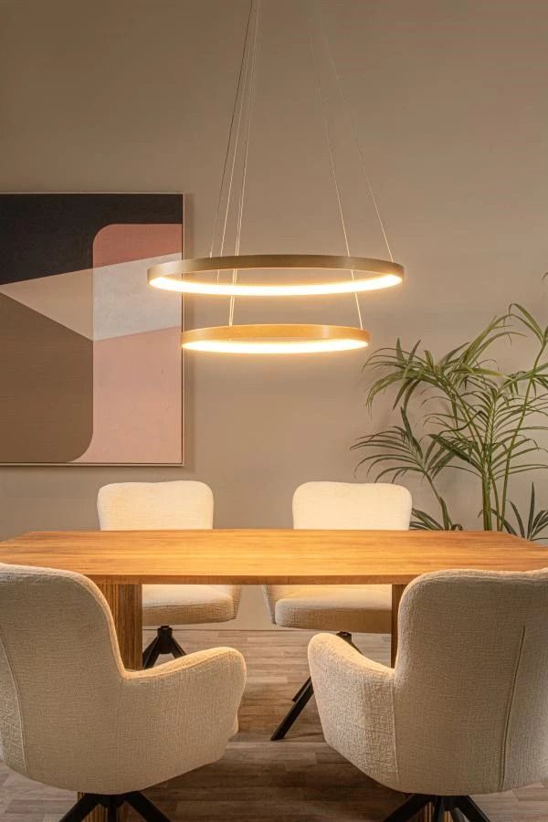 Lucide vidal - hanglamp - ø 78 cm - led dimb. - 1x92w 2700k - mat goud  messing