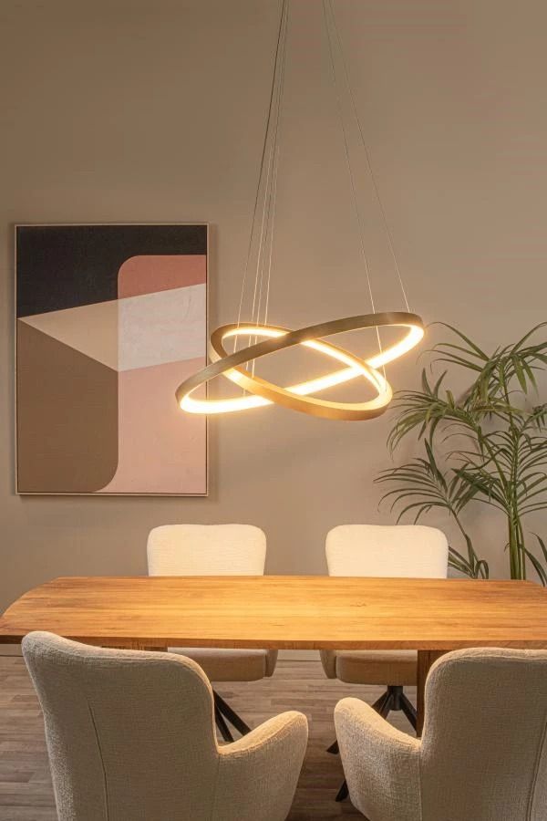 Lucide vidal - hanglamp - ø 78 cm - led dimb. - 1x92w 2700k - mat goud  messing