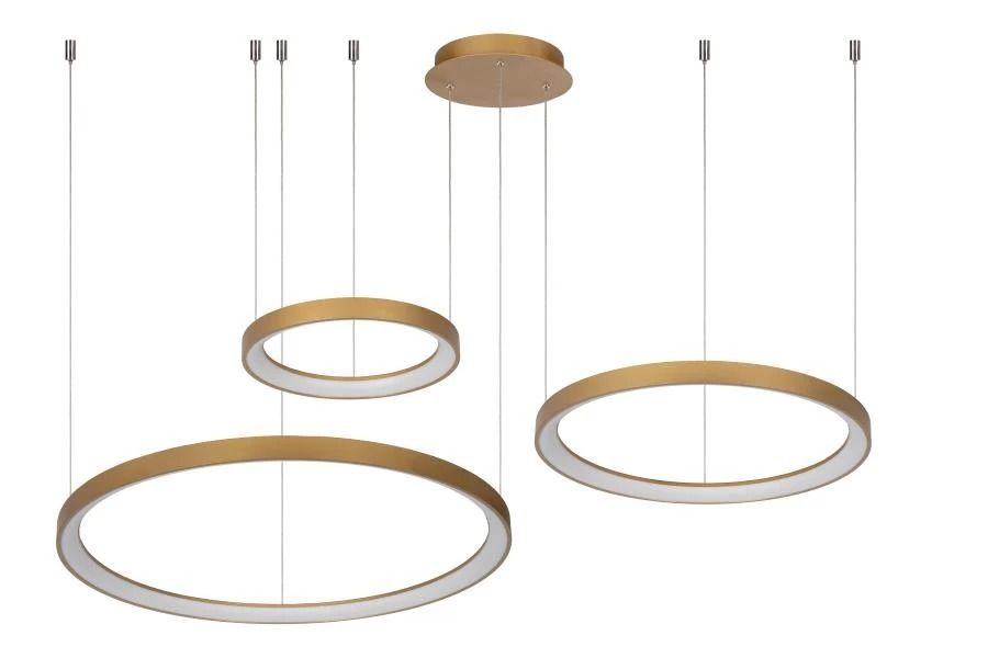 Lucide vidal - hanglamp - ø 78 cm - led dimb. - 1x120w 2700k - mat goud  messing