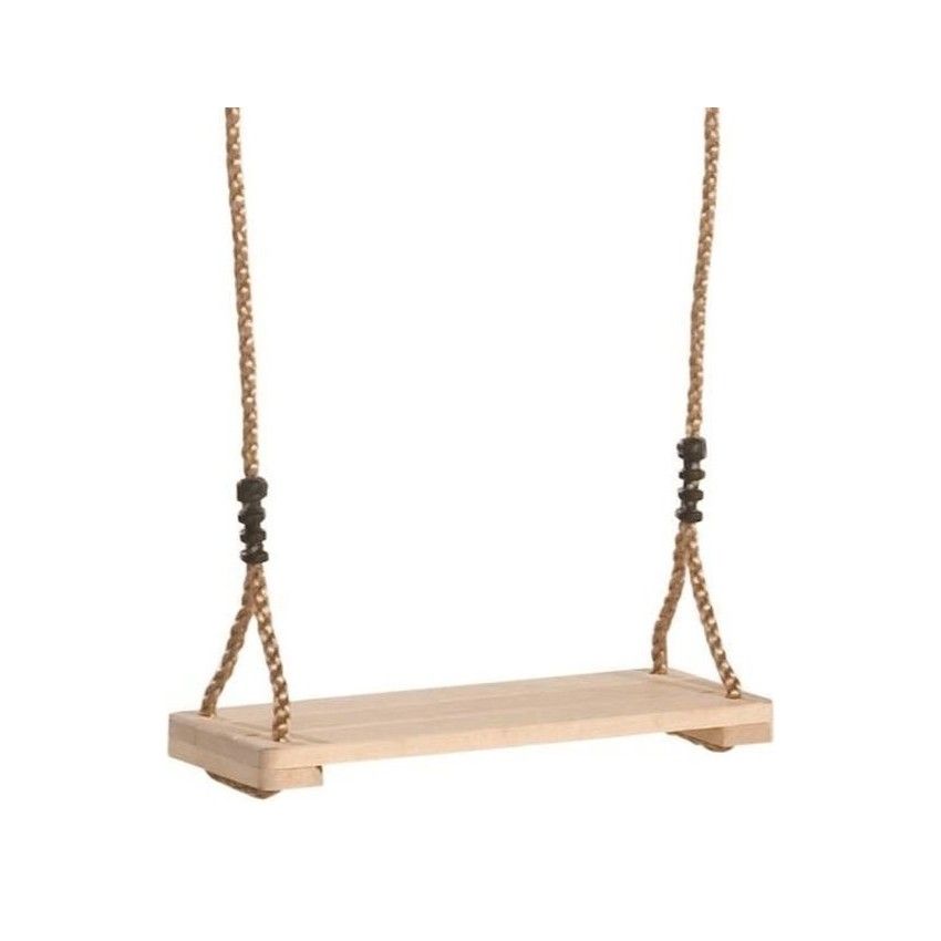 Schommelzitje hardhout, geniet, PP-touw bruin diameter 10mm, lengte touw 2,00m, dikte 12mm