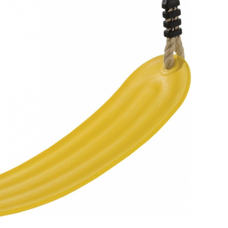 Schommelzitje flexibel geel, PP-touw bruin diameter 10mm, lengte touw 1,90m