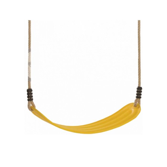 Schommelzitje flexibel geel, PP-touw bruin diameter 10mm, lengte touw 1,90m