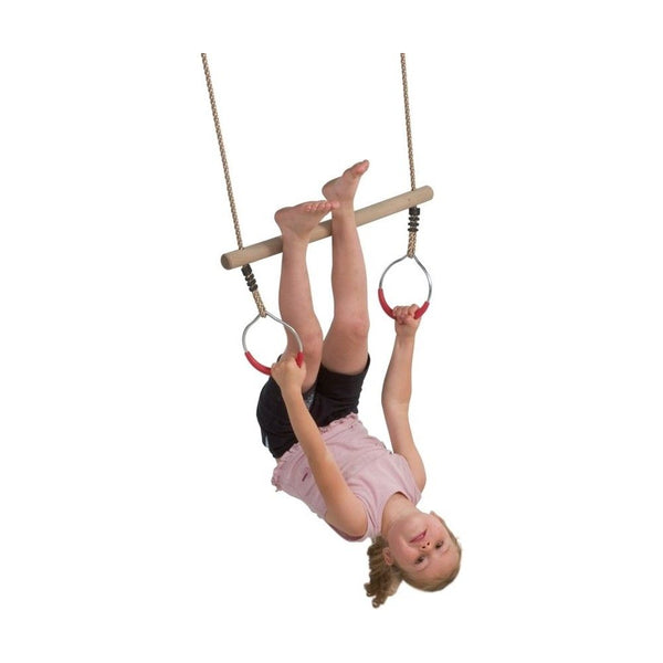 Trapeze hout/ringen in metaal 165 cm ø 12 cm
