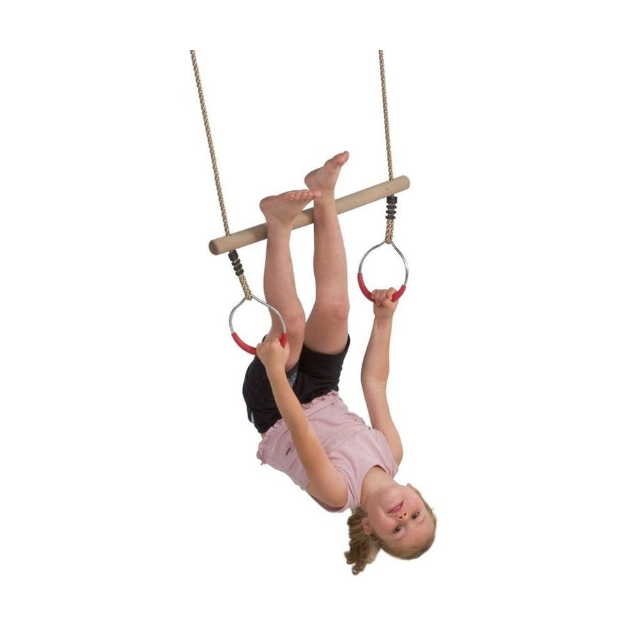 Trapeze hout/ringen in metaal 165 cm ø 12 cm