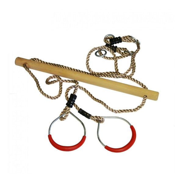 Trapeze hout/ringen in metaal 165 cm ø 12 cm