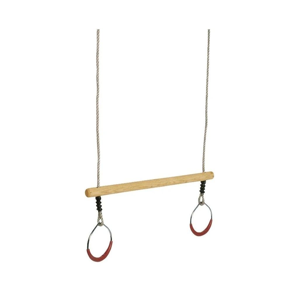 Trapeze hout/ringen in metaal 165 cm ø 12 cm