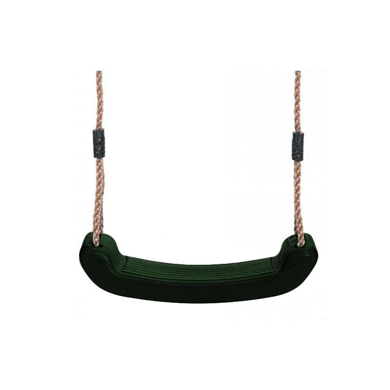 Schommelzitje groen kunststof, PP-touw bruin diameter 10mm, lengte touw 2,00m