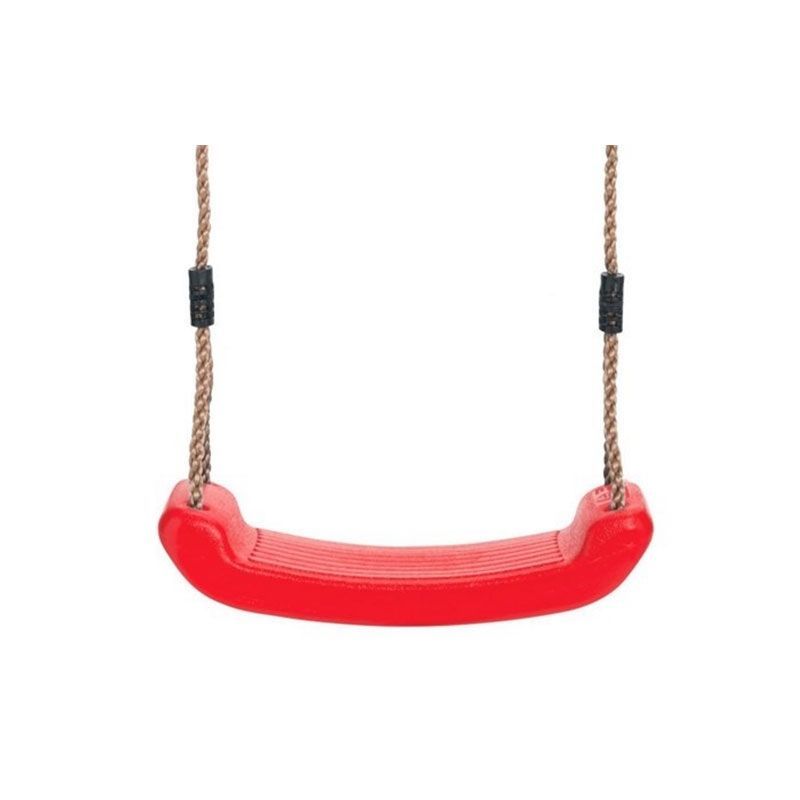 Schommelzitje rood kunststof, PP-touw bruin diameter 10mm, lengte touw 2,00m