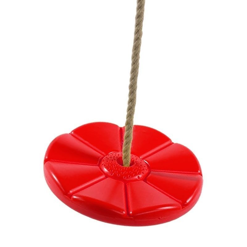 Schommeldisk rood kunststof, PP-touw bruin diameter 10mm, lengte touw 2,00m