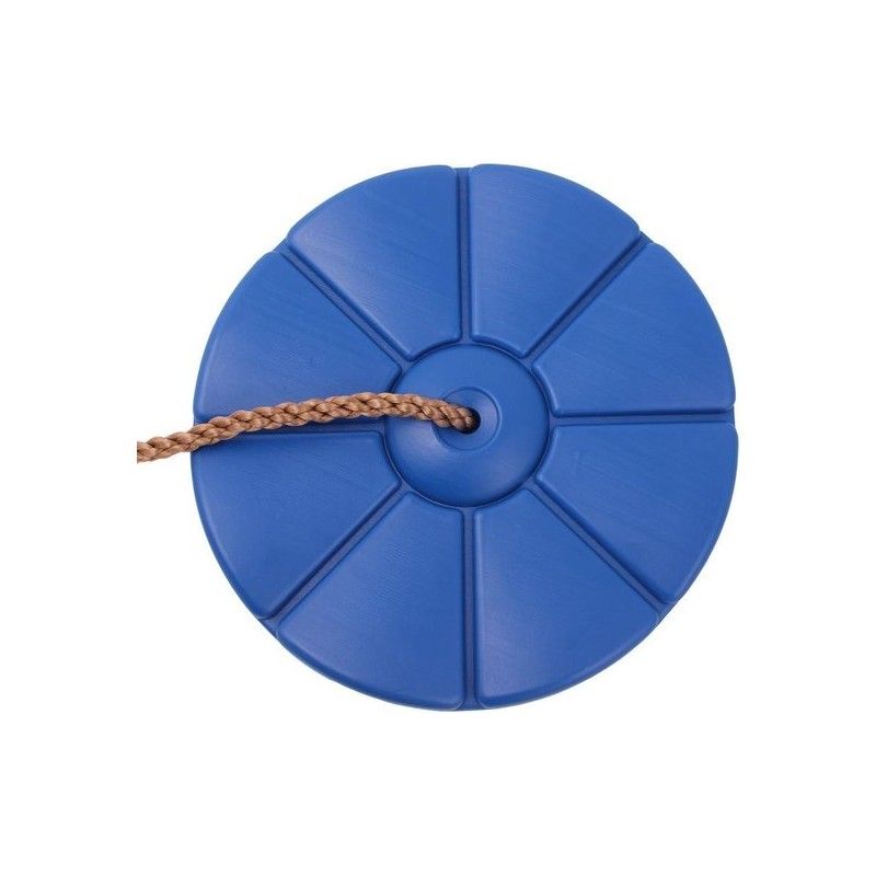 Schommeldisk blauw kunststof, PP-touw bruin diameter 10mm, lengte touw 2,00m