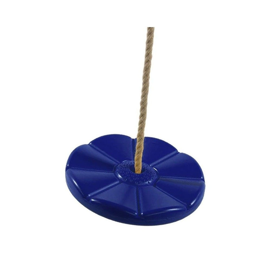 Schommeldisk blauw kunststof, PP-touw bruin diameter 10mm, lengte touw 2,00m