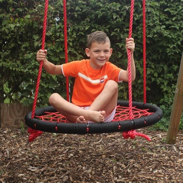 Nestschommel hoogte 180cm, ophangingstouwen 16mm, touwen schommel 7mm, draagcapaciteit 100kg