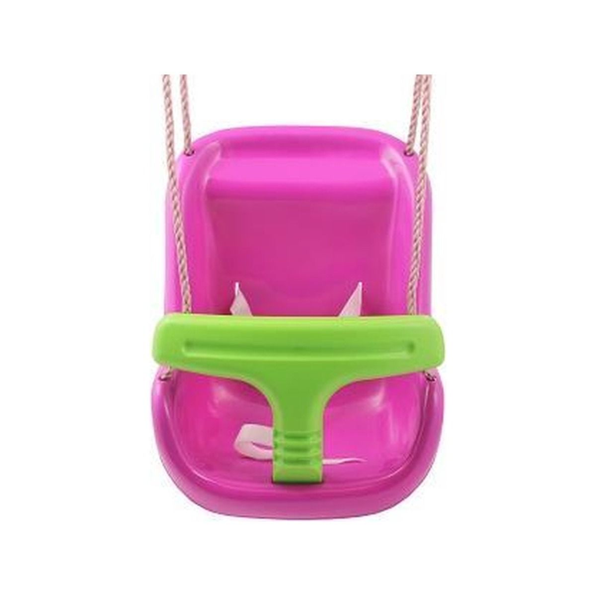 Baby schommelzitje  paars/groen kunststof PP-touw bruin, diameter 10mm lengte touw 1,85m