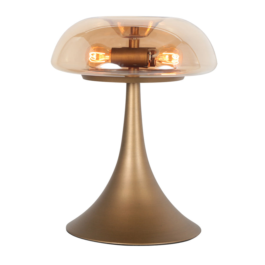 Bronzen tafellamp ancilla 5557br met amber glazen kap