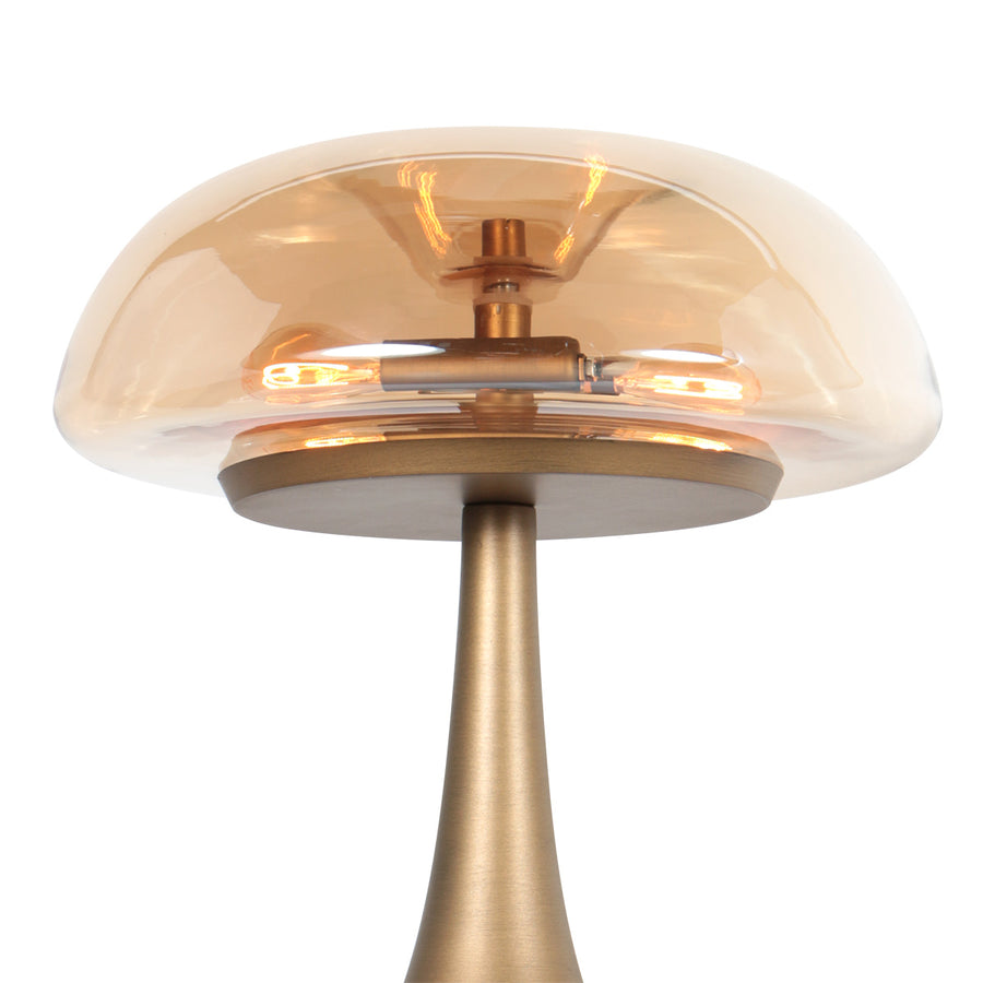 Bronzen tafellamp ancilla 5557br met amber glazen kap