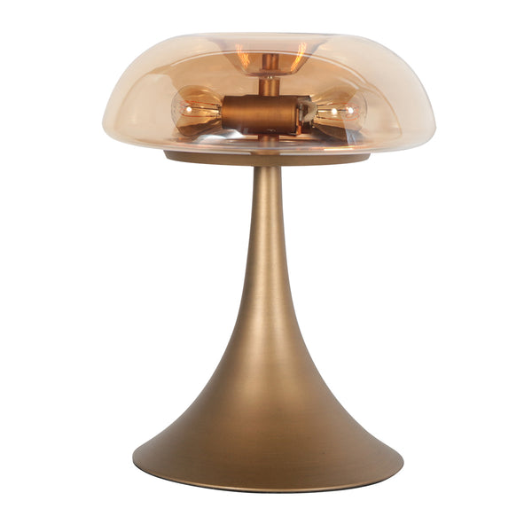 Bronzen tafellamp ancilla 5557br met amber glazen kap