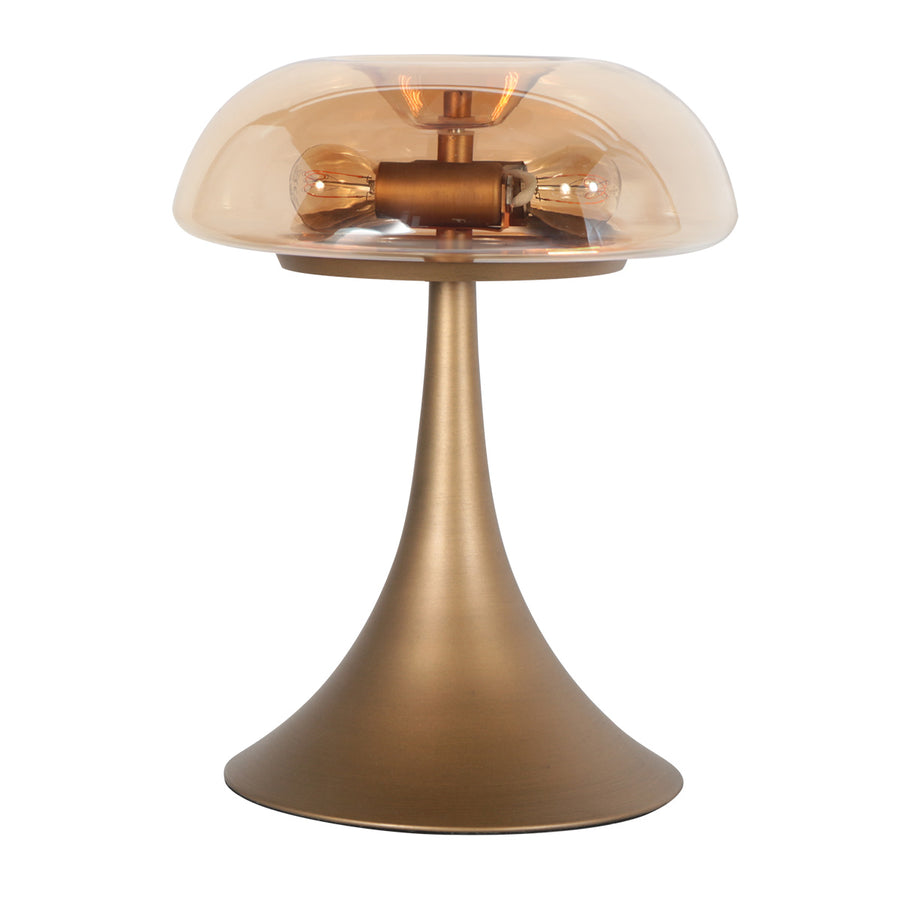 Bronzen tafellamp ancilla 5557br met amber glazen kap