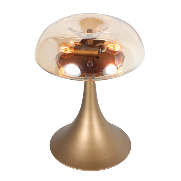 Bronzen tafellamp ancilla 5557br met amber glazen kap