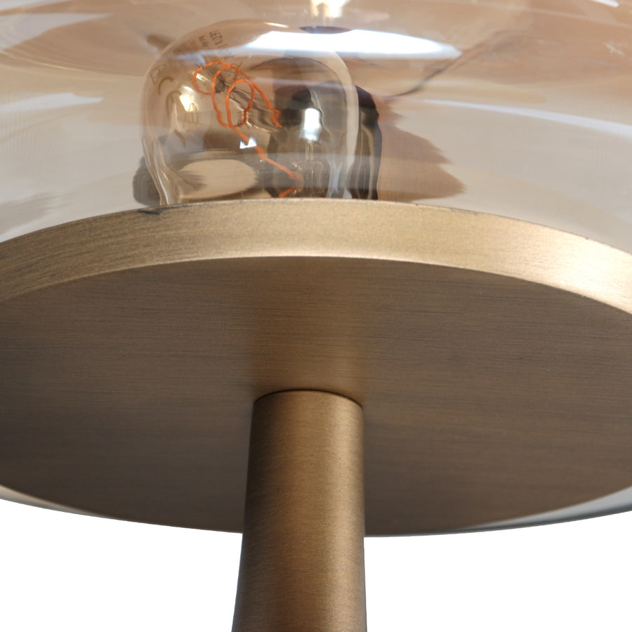 Bronzen tafellamp ancilla 5557br met amber glazen kap