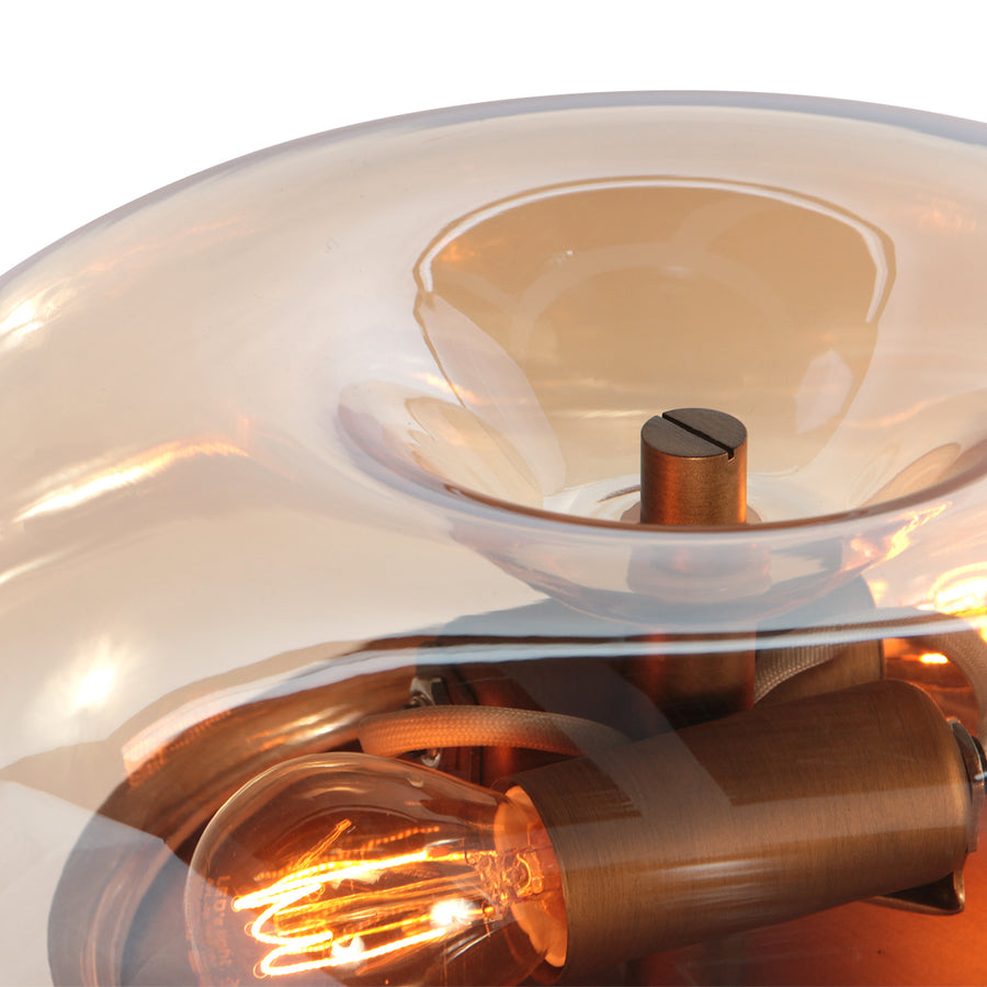 Bronzen tafellamp ancilla 5557br met amber glazen kap