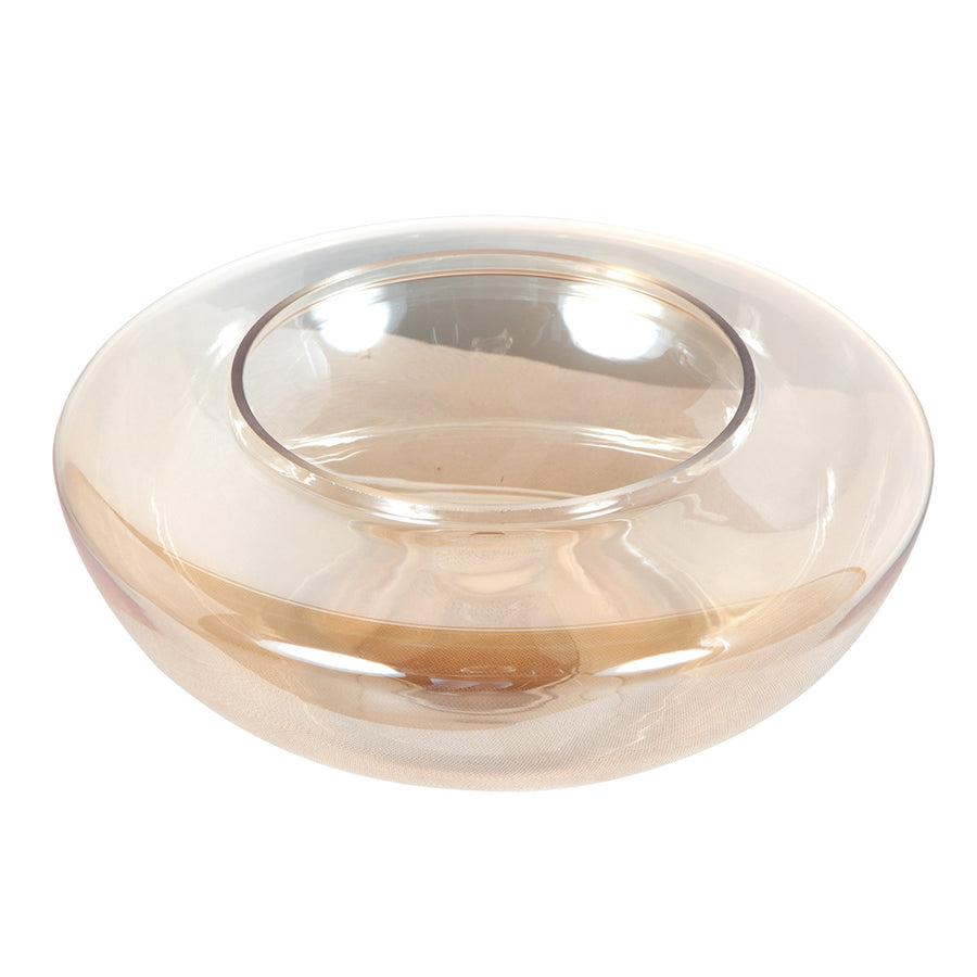 Bronzen tafellamp ancilla 5557br met amber glazen kap