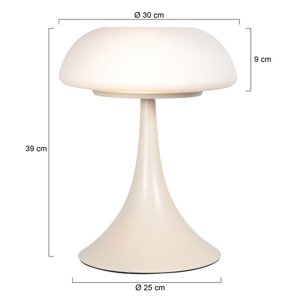 Crème tafellamp ancilla 5557cr met mat wit glazen kap