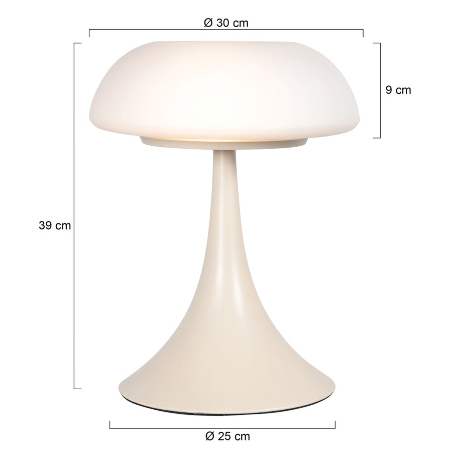 Crème tafellamp ancilla 5557cr met mat wit glazen kap