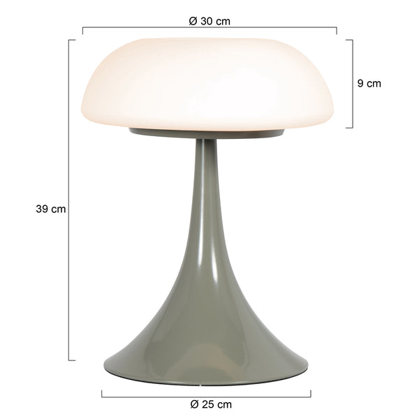 Groene tafellamp ancilla 5557g met mat wit glazen kap