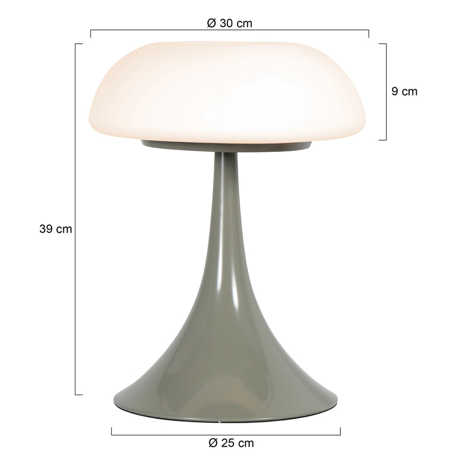 Groene tafellamp ancilla 5557g met mat wit glazen kap